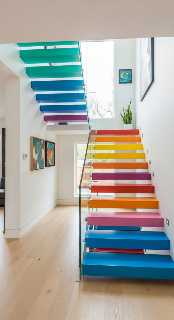 Statement Staircase With Bold Colors
