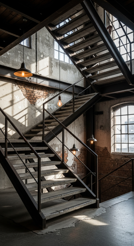Industrial Staircase With Exposed Structure