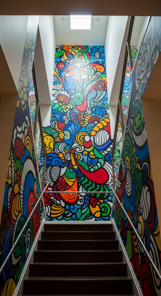 Staircase With Artistic Wall Murals