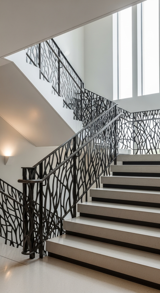 Staircase With Statement Railing - Creative Staircase Ideas