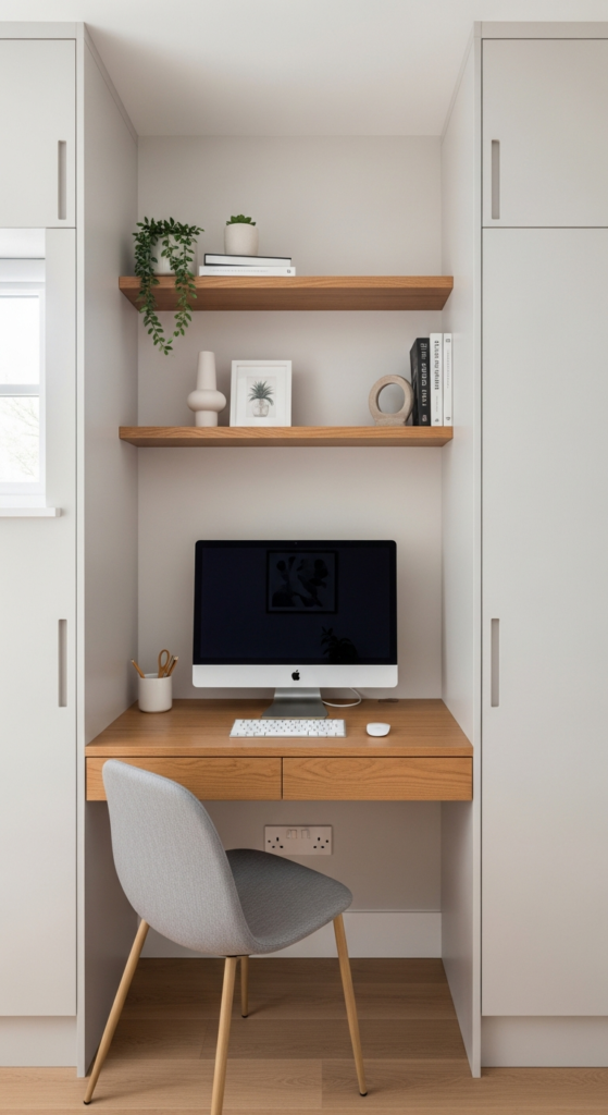 Built-In Desk Between Cabinets