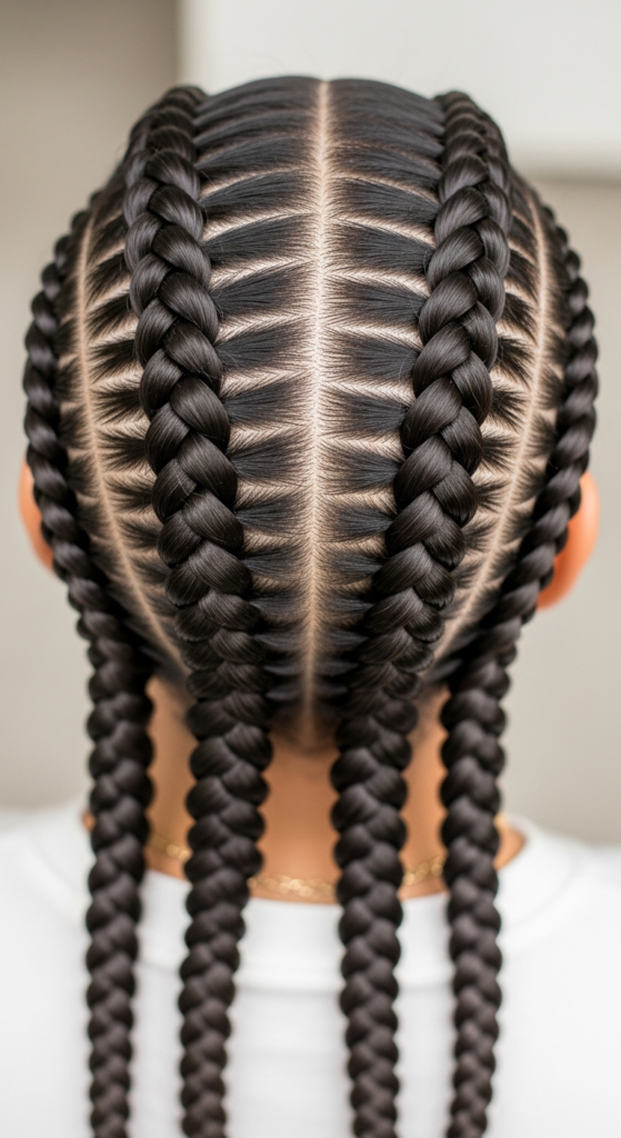 Boxer Braids With Simple Parting
