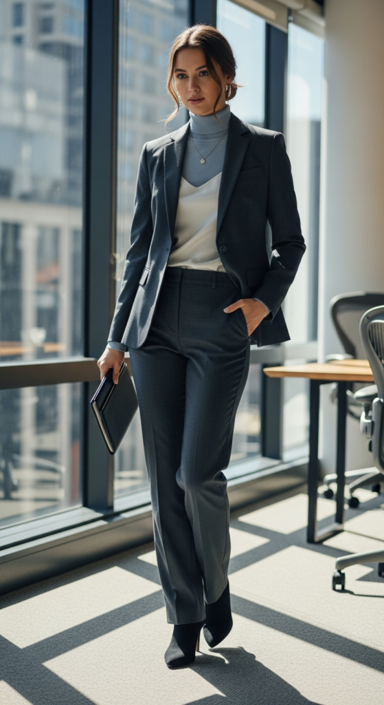 Tailored Blazer With Straight-Leg Trousers - Chic Office Outfit Ideas