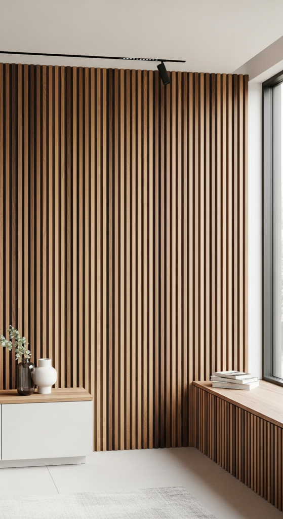 Floor-to-Ceiling Wood Slats