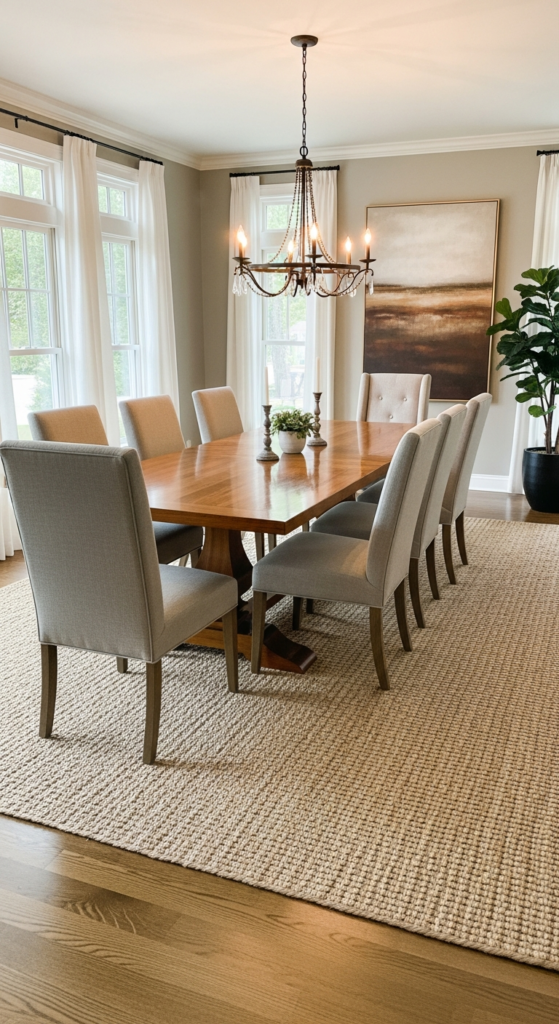 Elegant Rug Under the Dining Table