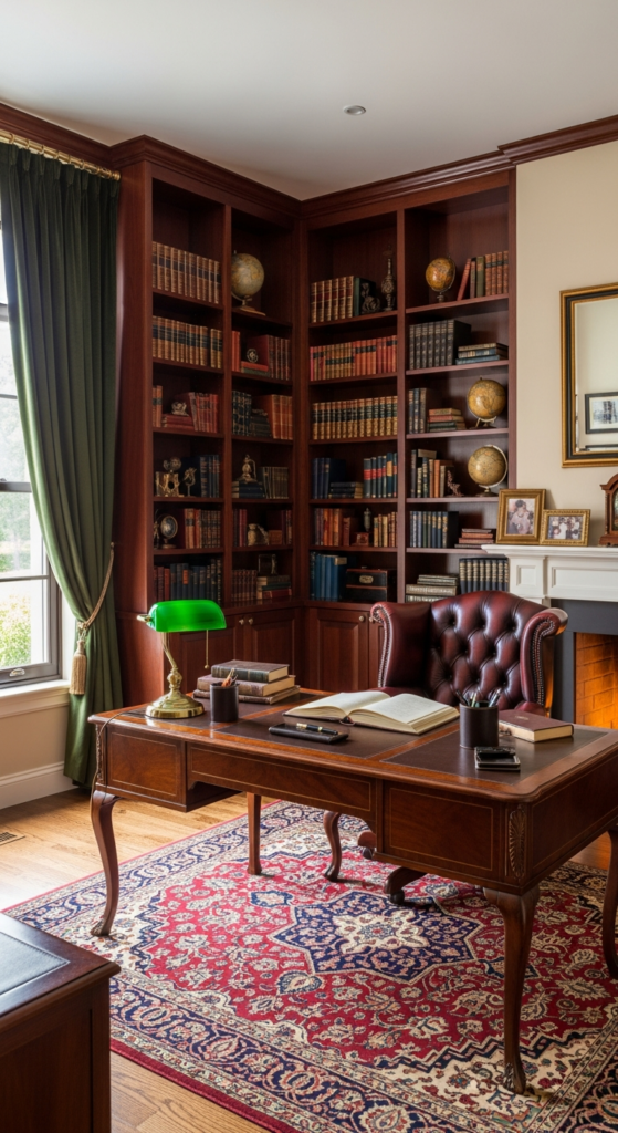 Library-Style Home Office - Home Office Ideas