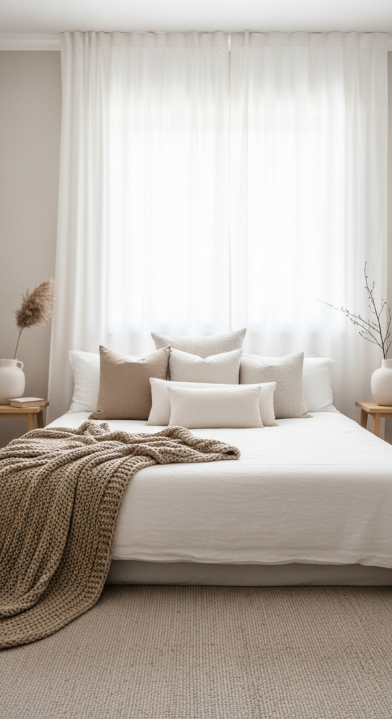 Neutral Color Palette with Soft Contrast - Minimalist Bedroom Ideas
