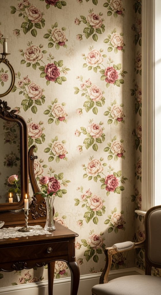 Vintage-Inspired Rose Wallpaper - Romantic Wallpaper Ideas