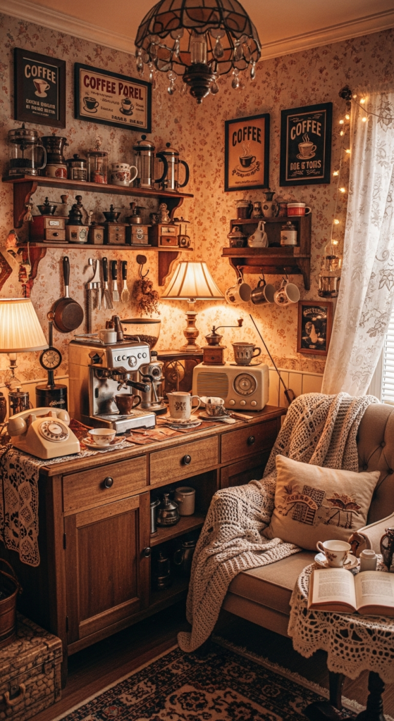 Vintage-Inspired Coffee Bar Setup