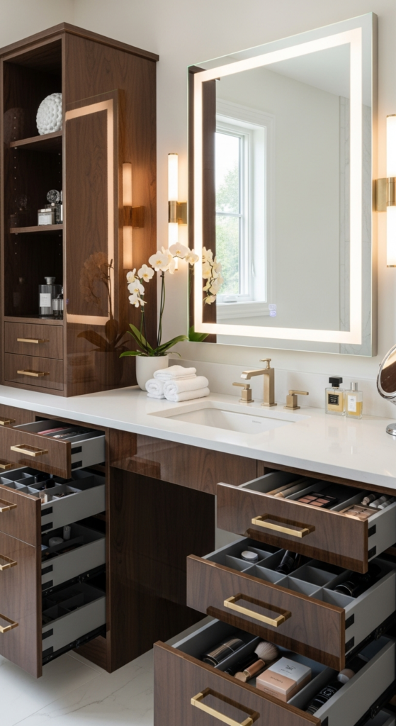 Vanity with Integrated Storage Solutions