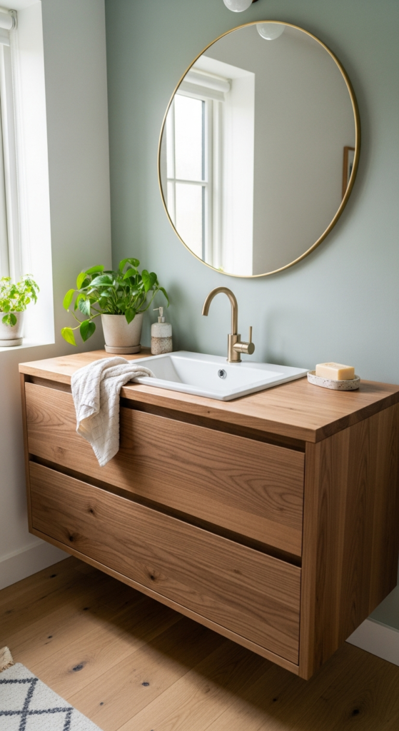 Vanity with Natural Wood Finishes