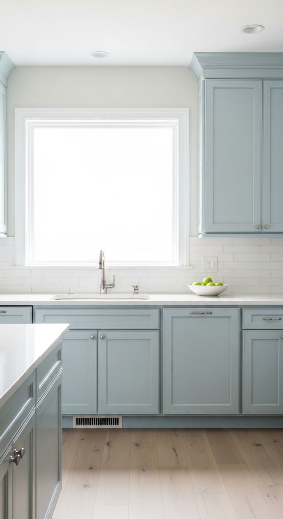 Soft Blue Cabinets for an Airy Kitchen Feel - Blue Kitchen Ideas