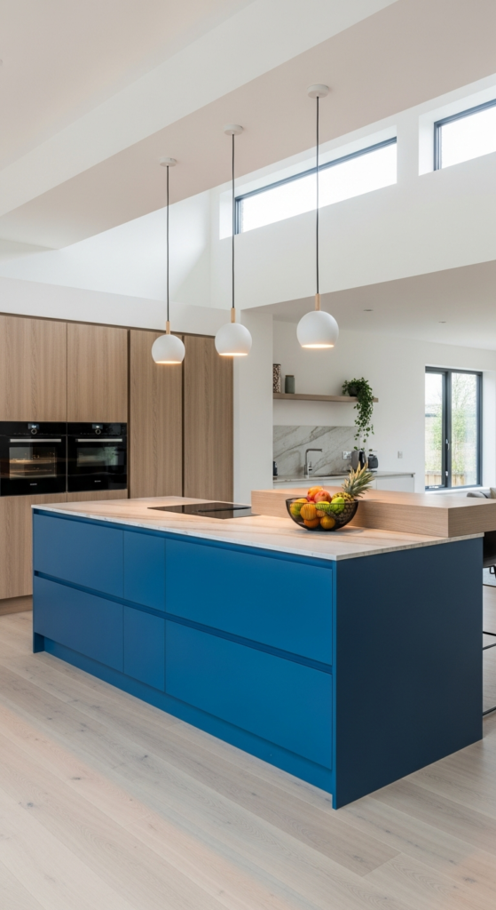 Blue Kitchen Island as a Statement Feature