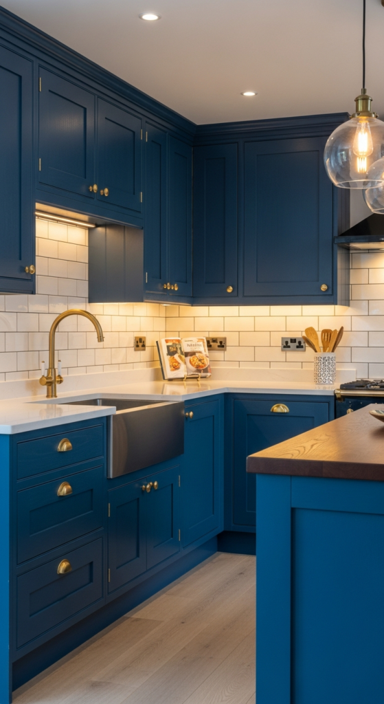 Blue and Brass for a Warm, Fresh Contrast