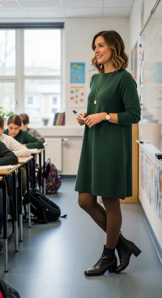 Knit Dress with Thermal Tights