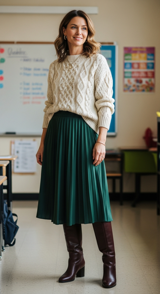 Sweater and Midi Skirt Combination