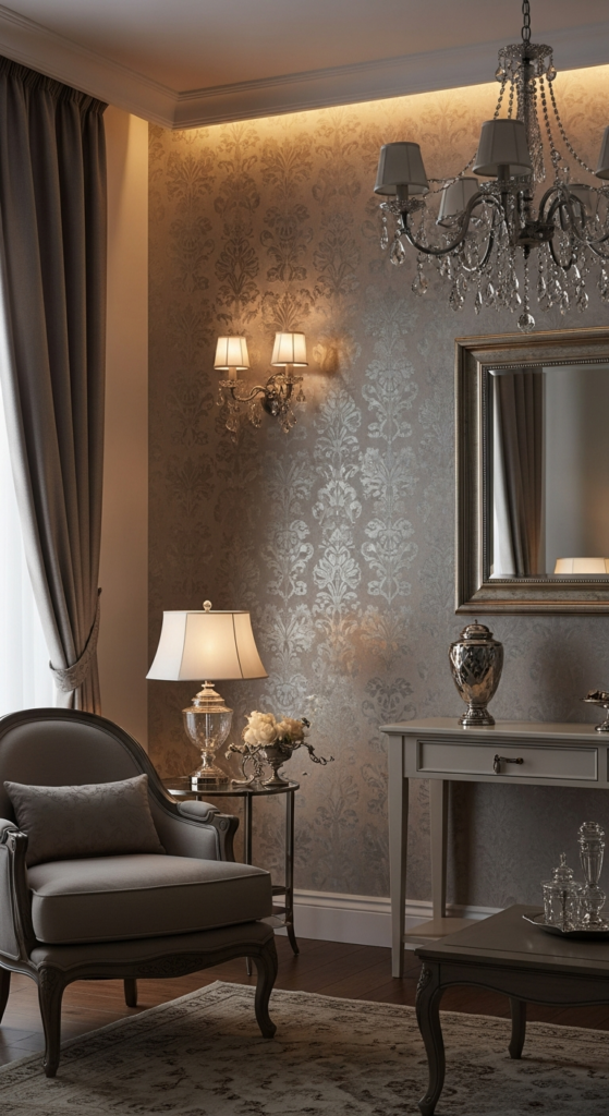 Soft Metallic Romantic Wallpaper