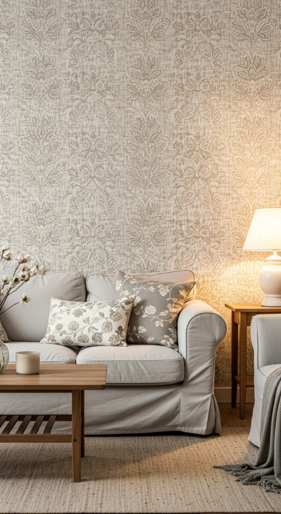 Romantic Fabric-Look Wallpaper - Romantic Wallpaper Ideas