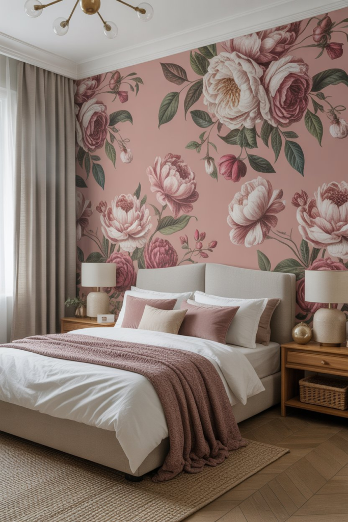 Dusty Rose Floral Wallpaper - Pink Wallpaper Ideas