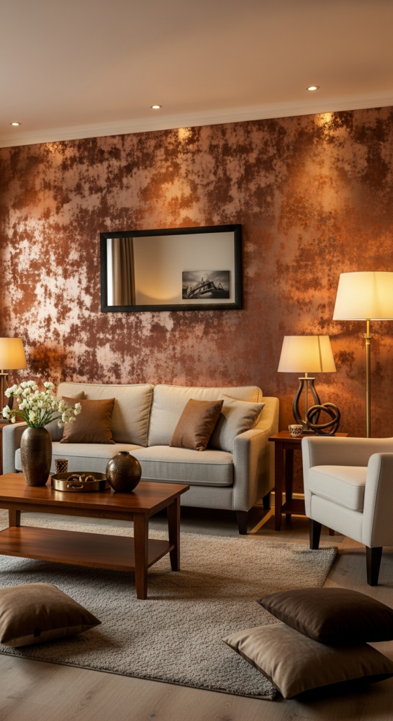 Copper and Bronze Metallic Wallpaper