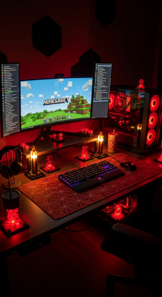 Redstone-Inspired Desk Setups