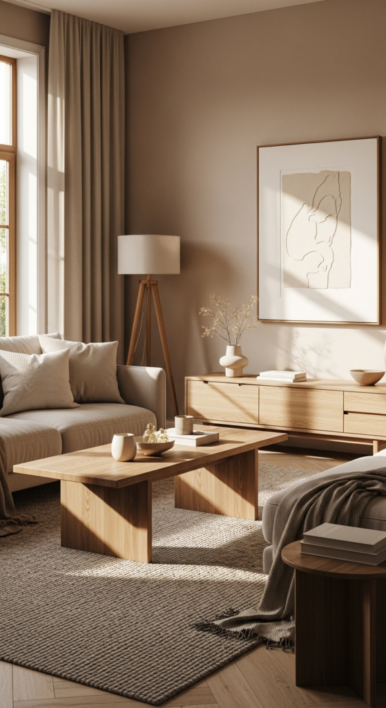 Natural Wood and Beige Pairing - Beige Aesthetic Ideas