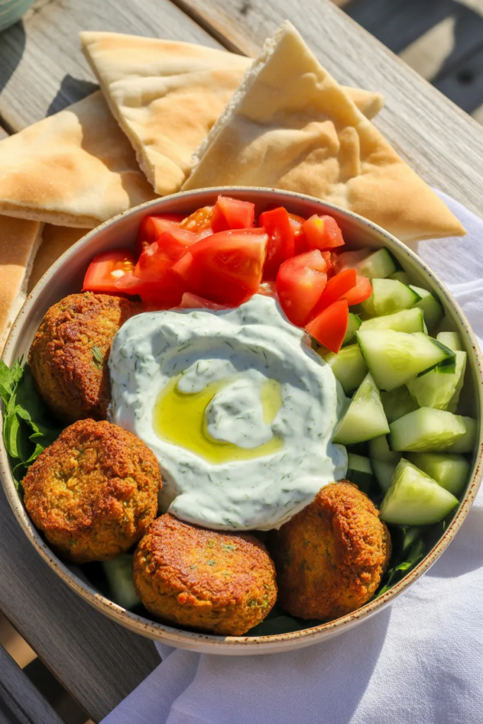 Greek Yogurt Tzatziki Falafel Bowl