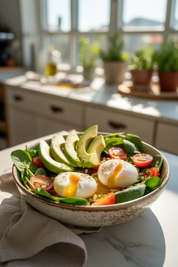 Egg and Avocado Breakfast Salad Bowl