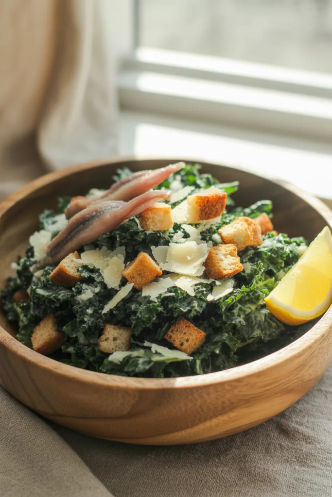 Kale Caesar with Whole Grain Croutons