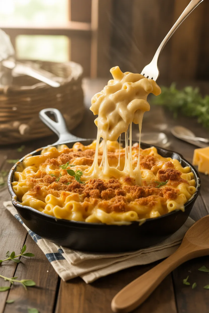 Skillet Mac and Cheese with Crispy Top