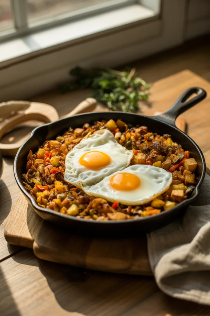 Vegetable Hash with Fried Eggs - Cast Iron Skillet Meals