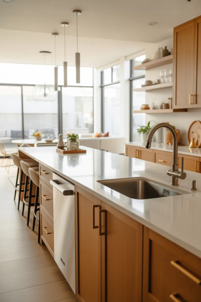 Built-In Sink and Dishwasher Island - Open Kitchen Island Ideas