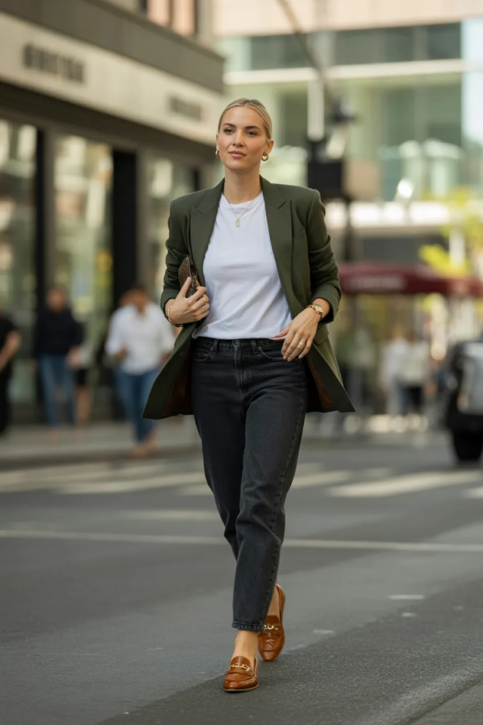 Blazer with White Tee and Slim Jeans - Smart Casual Outfit Ideas