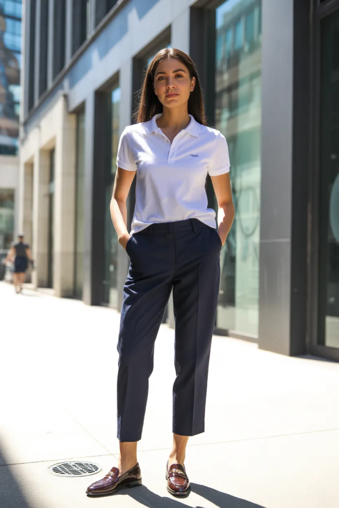 Polo Top with Cropped Trousers