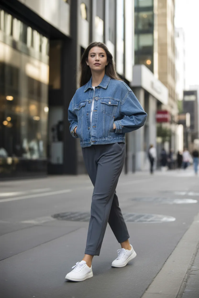 Denim Jacket with Tailored Pants