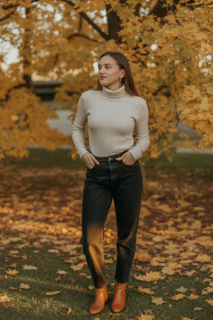 Turtleneck with Straight-Leg Jeans