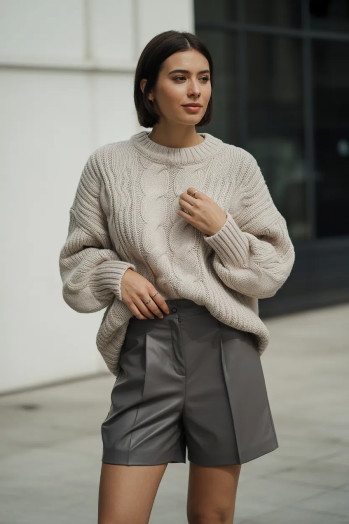 Chunky Knit with Tailored Shorts