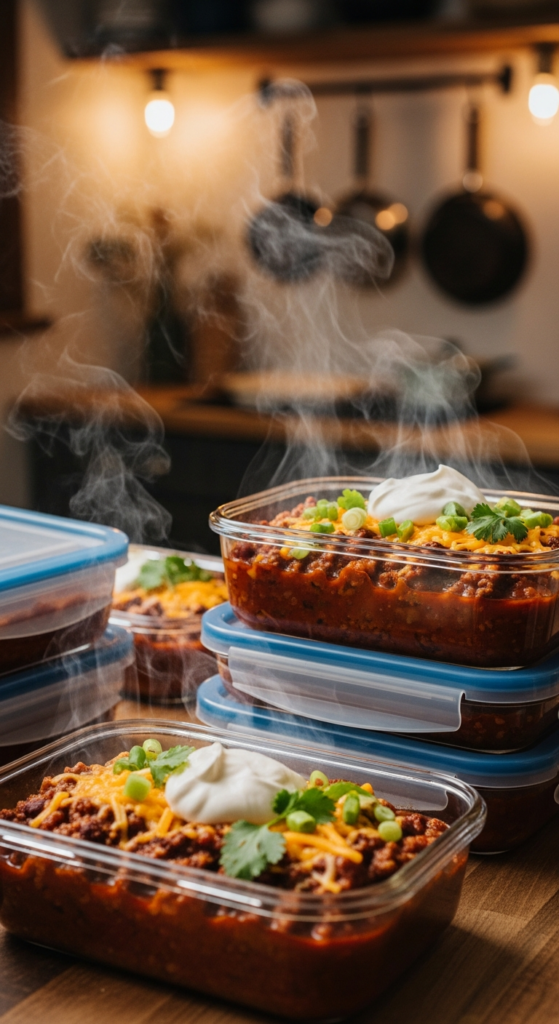 Chili in Freezer-Safe Containers