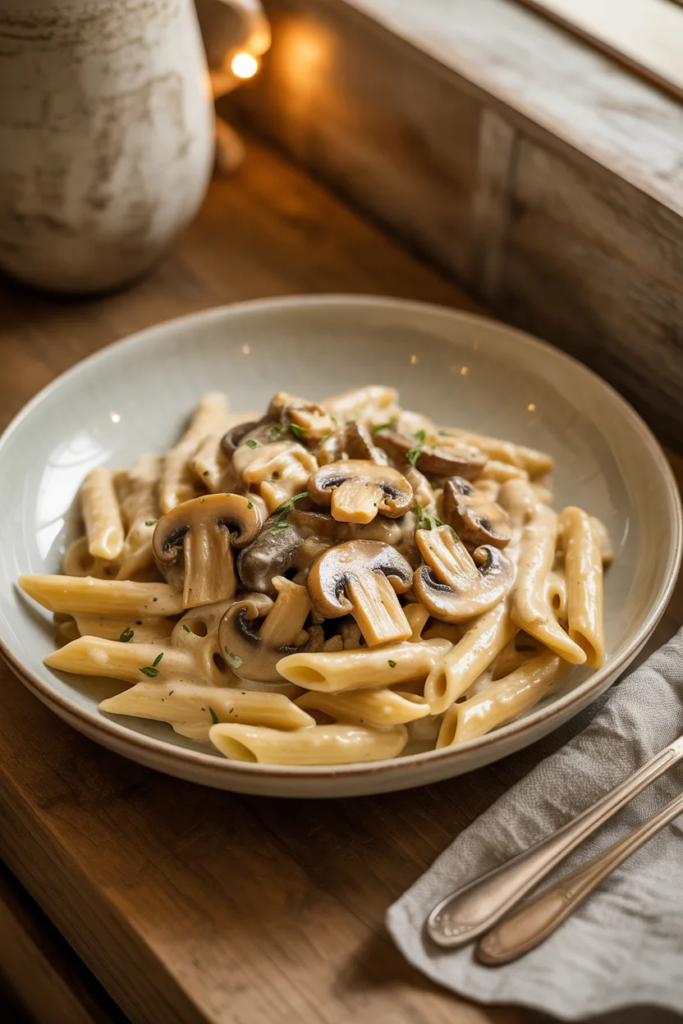 Creamy Mushroom and Garlic Pasta
