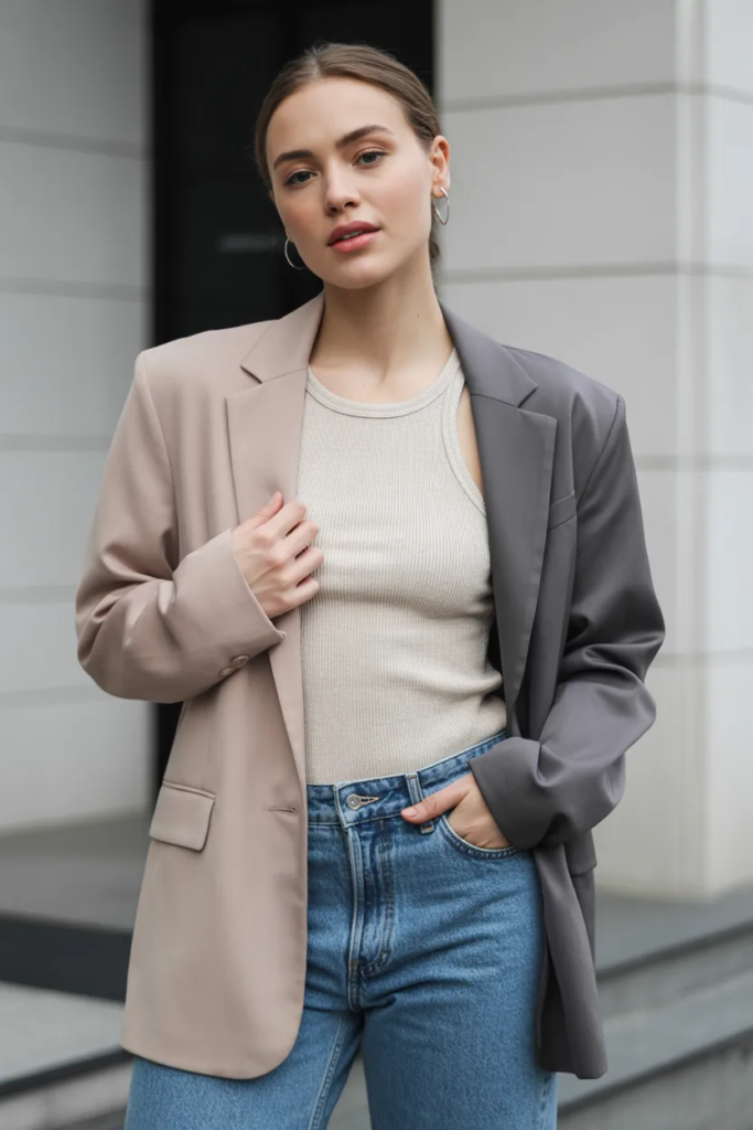 Casual Blazer with Tank and Denim