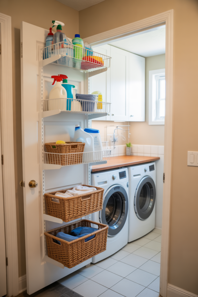 Over-the-Door Storage Racks - Small Laundry Room Storage Ideas