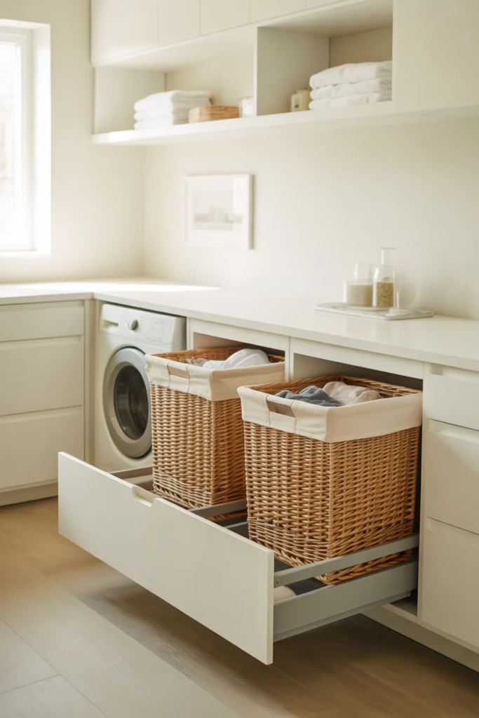 Pull-Out Hampers Inside Cabinets