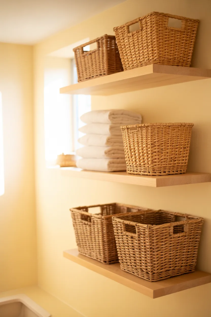 Floating Shelves with Baskets