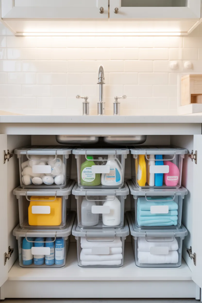 Under-Sink Storage with Stackable Bins