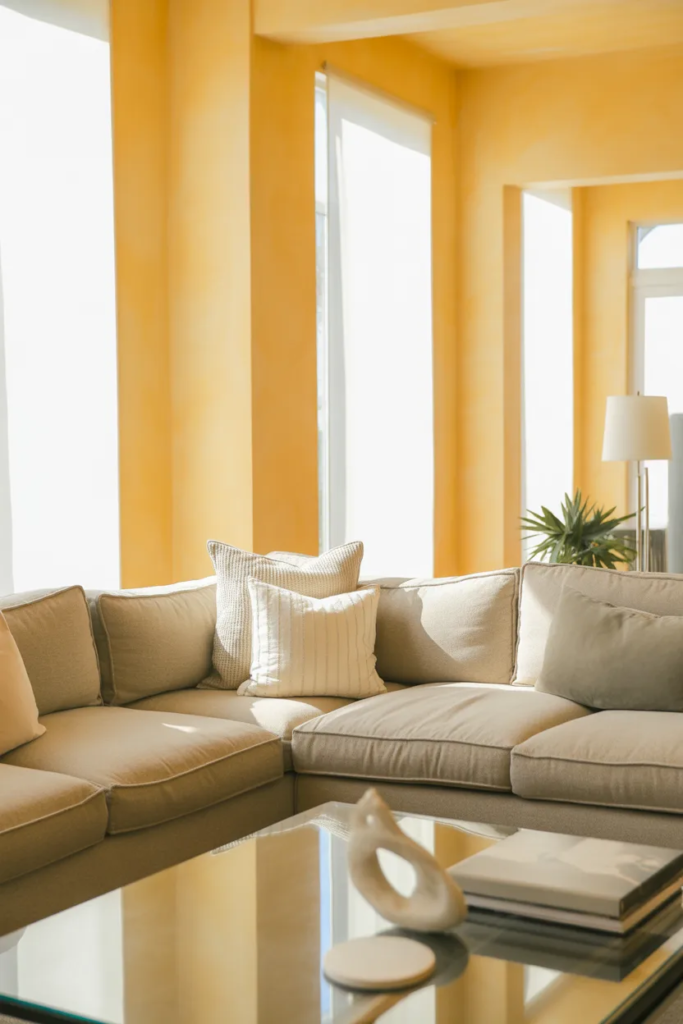 Soft Yellow Walls for a Gentle Glow  - Yellow Living Room Ideas