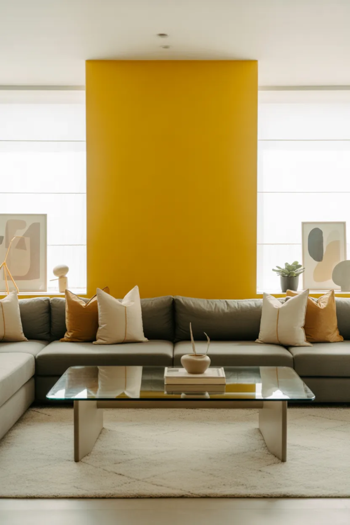 Yellow Accent Wall as a Statement Feature