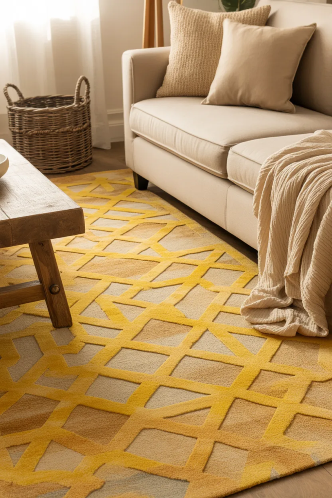 Yellow Rugs That Anchor the Space