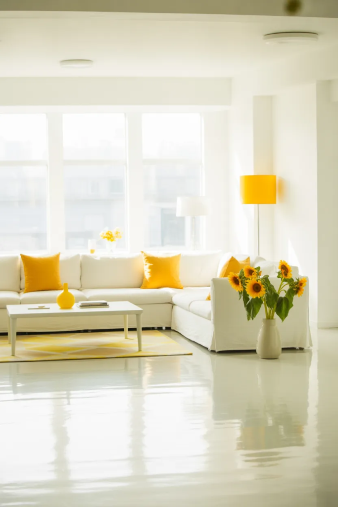 Yellow Paired With White for Freshness - Yellow Living Room Ideas