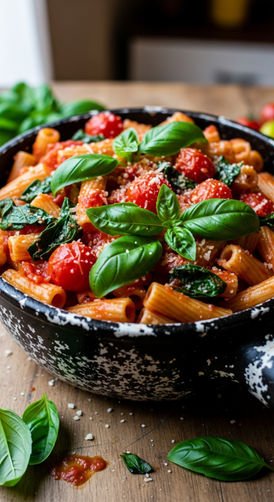 One Pot Pasta with Tomato and Basil