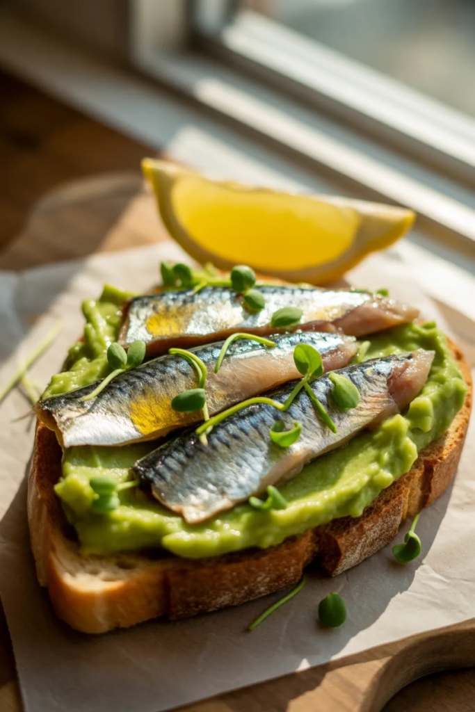 Sardine and Avocado Toast Mediterranean Style